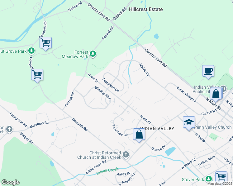 map of restaurants, bars, coffee shops, grocery stores, and more near 811 Evergreen Circle in Telford