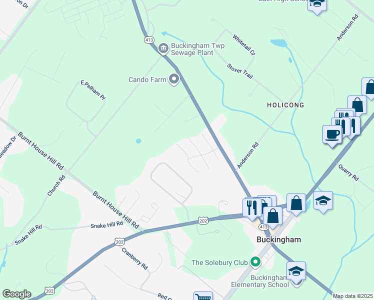 map of restaurants, bars, coffee shops, grocery stores, and more near 2839 Furnace Place in Doylestown