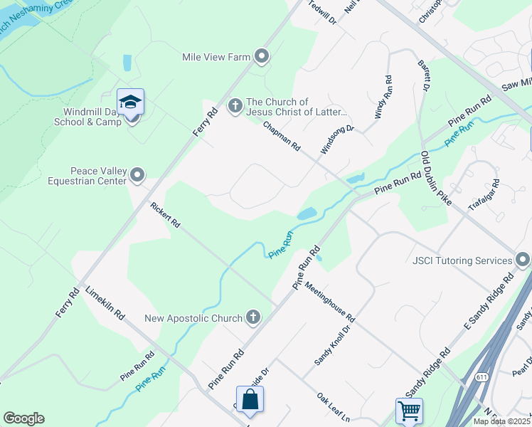 map of restaurants, bars, coffee shops, grocery stores, and more near 119 Pine Mill Circle in Doylestown