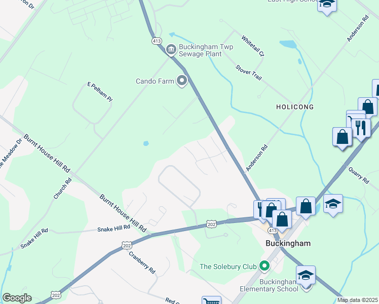 map of restaurants, bars, coffee shops, grocery stores, and more near 2839 Furnace Place in Doylestown