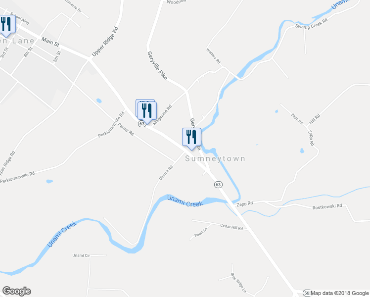 map of restaurants, bars, coffee shops, grocery stores, and more near 3152 Main Street in Green Lane