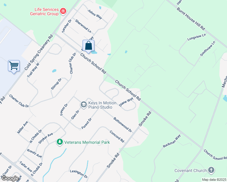 map of restaurants, bars, coffee shops, grocery stores, and more near 4068 Holly Way in Doylestown
