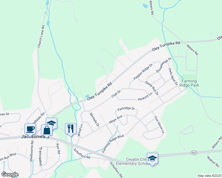 map of restaurants, bars, coffee shops, grocery stores, and more near 4891 Oley Turnpike Road in Reading