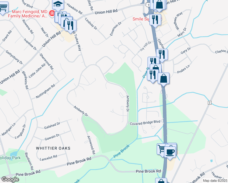 map of restaurants, bars, coffee shops, grocery stores, and more near 168 Amberly Drive in Manalapan Township