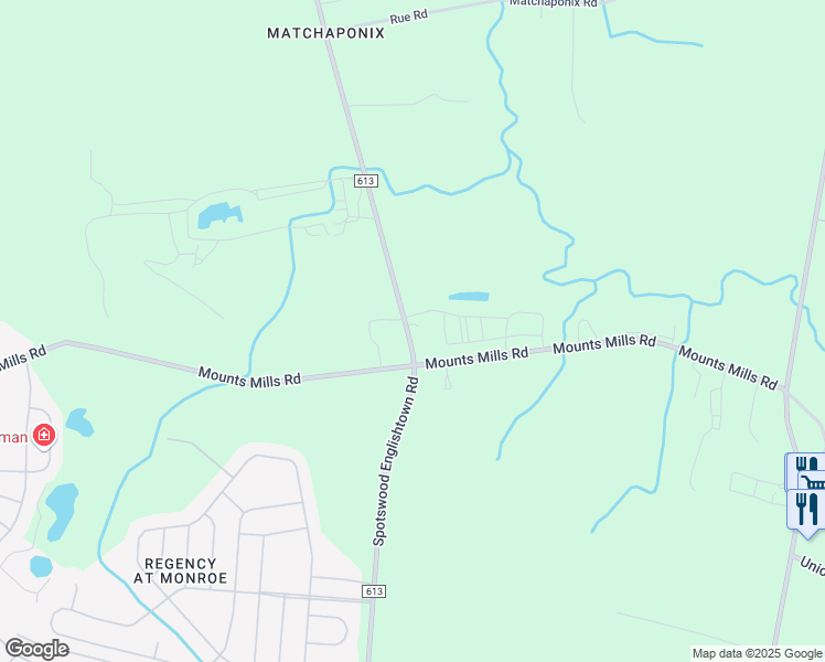 map of restaurants, bars, coffee shops, grocery stores, and more near 623 Spotswood Englishtown Road in Monroe Township