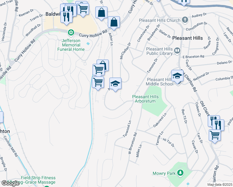 map of restaurants, bars, coffee shops, grocery stores, and more near 570 Arbor Lane in Pittsburgh