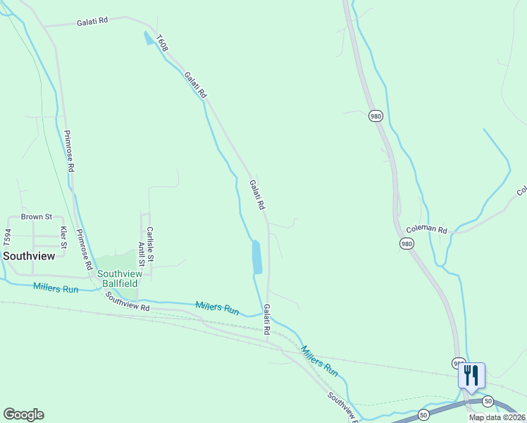 map of restaurants, bars, coffee shops, grocery stores, and more near 87-101 Galati Road in McDonald