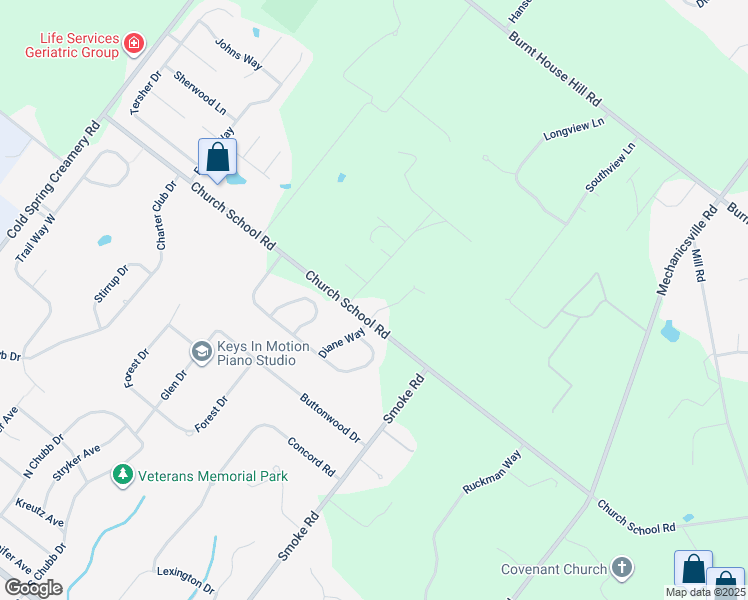 map of restaurants, bars, coffee shops, grocery stores, and more near 4104 Crestview Way in Doylestown