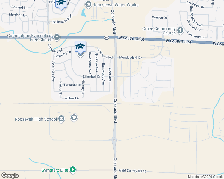 map of restaurants, bars, coffee shops, grocery stores, and more near 325 Alder Avenue in Johnstown
