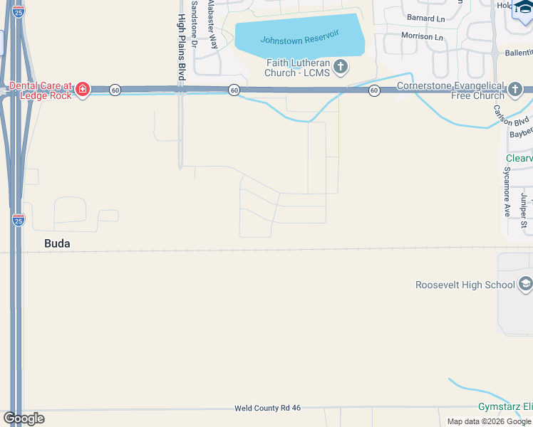 map of restaurants, bars, coffee shops, grocery stores, and more near 4596-4932 State Highway 60 in Johnstown