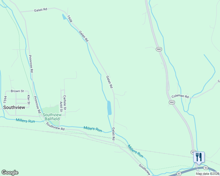 map of restaurants, bars, coffee shops, grocery stores, and more near 87 Galati Road in McDonald
