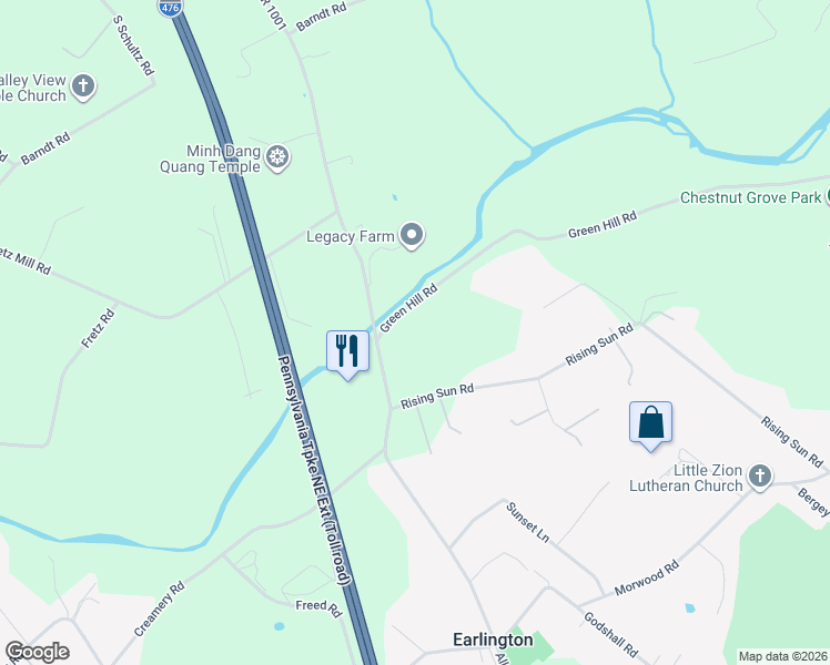 map of restaurants, bars, coffee shops, grocery stores, and more near 301 Green Hill Road in Telford