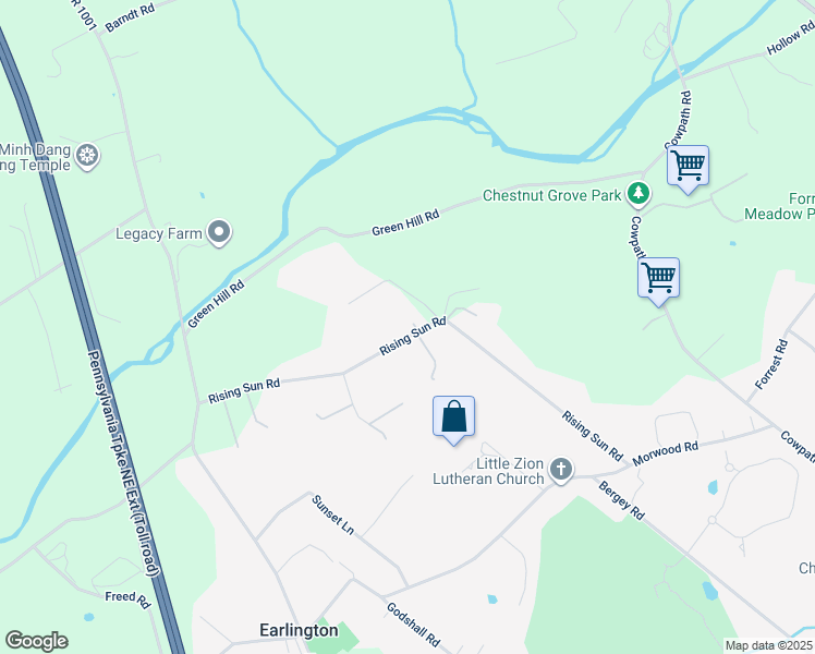 map of restaurants, bars, coffee shops, grocery stores, and more near 851 Rising Sun Road in Telford