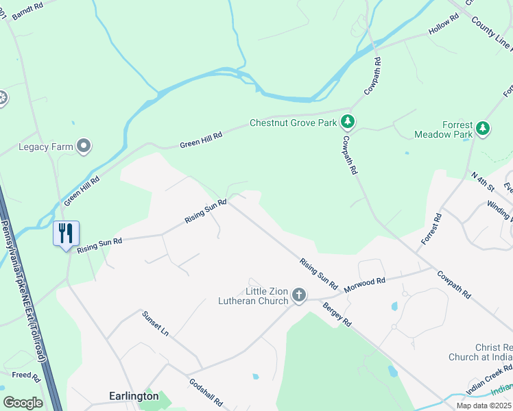 map of restaurants, bars, coffee shops, grocery stores, and more near 811 Rising Sun Road in Telford