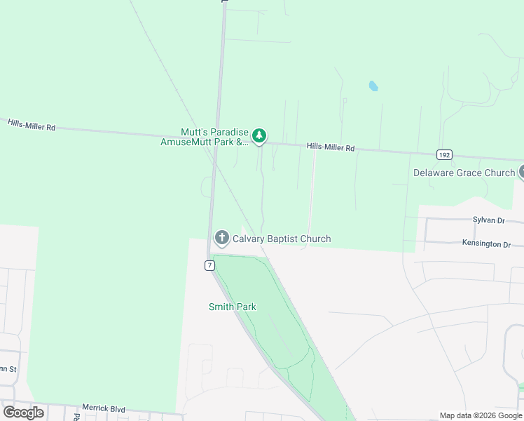 map of restaurants, bars, coffee shops, grocery stores, and more near 1277 Hills-Miller Road in Delaware