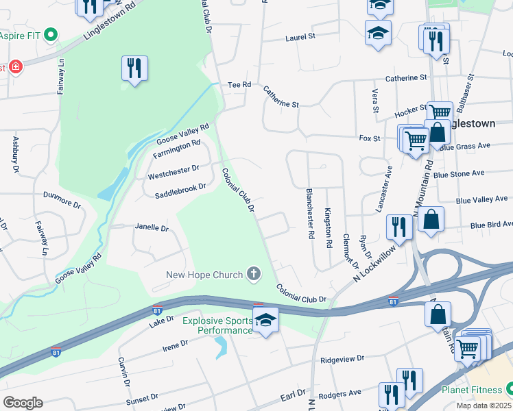 map of restaurants, bars, coffee shops, grocery stores, and more near 623 Santo Circle in Harrisburg