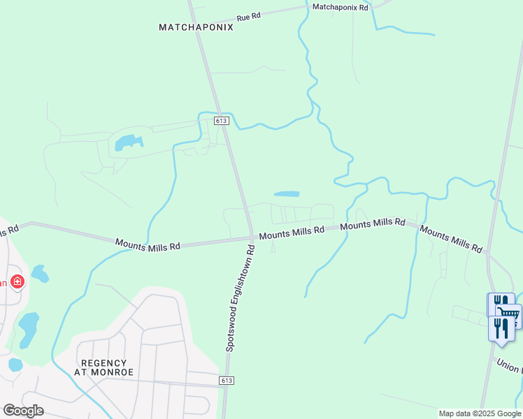 map of restaurants, bars, coffee shops, grocery stores, and more near 623 Spotswood Englishtown Road in Monroe Township