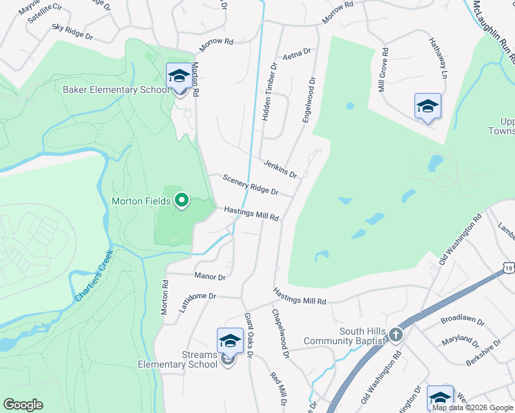 map of restaurants, bars, coffee shops, grocery stores, and more near 1530 Scenery Ridge Drive in Pittsburgh