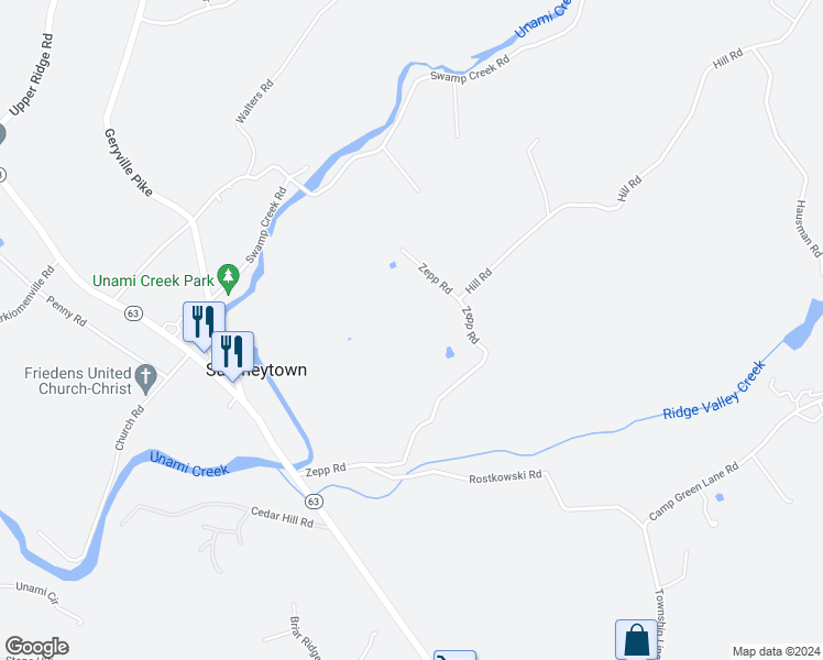 map of restaurants, bars, coffee shops, grocery stores, and more near 1098 Zepp Road in Green Lane