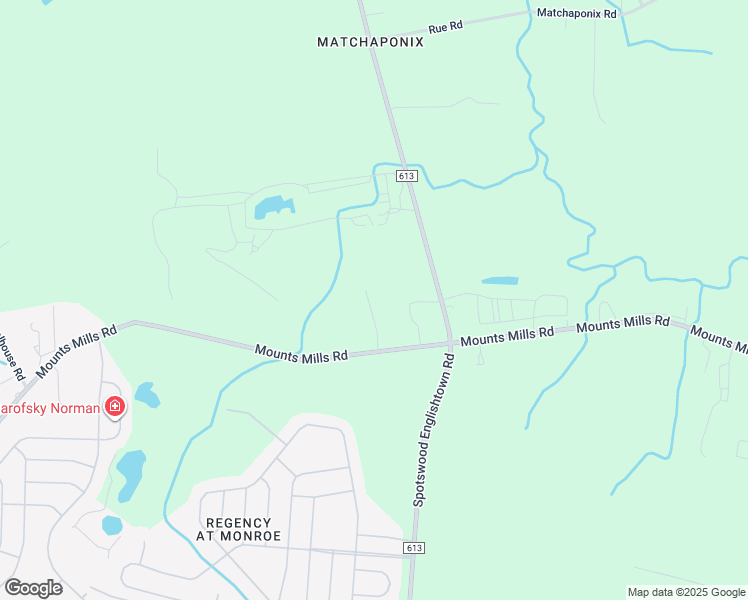 map of restaurants, bars, coffee shops, grocery stores, and more near Radford Court in Monroe Township