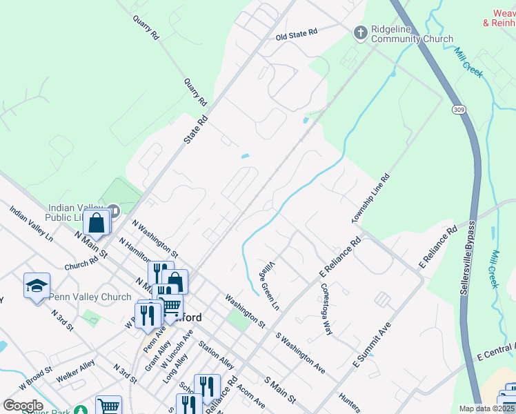 map of restaurants, bars, coffee shops, grocery stores, and more near 305 Kimberwick Court in Telford