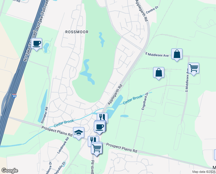 map of restaurants, bars, coffee shops, grocery stores, and more near 273C Old Nassau Road in Monroe Township