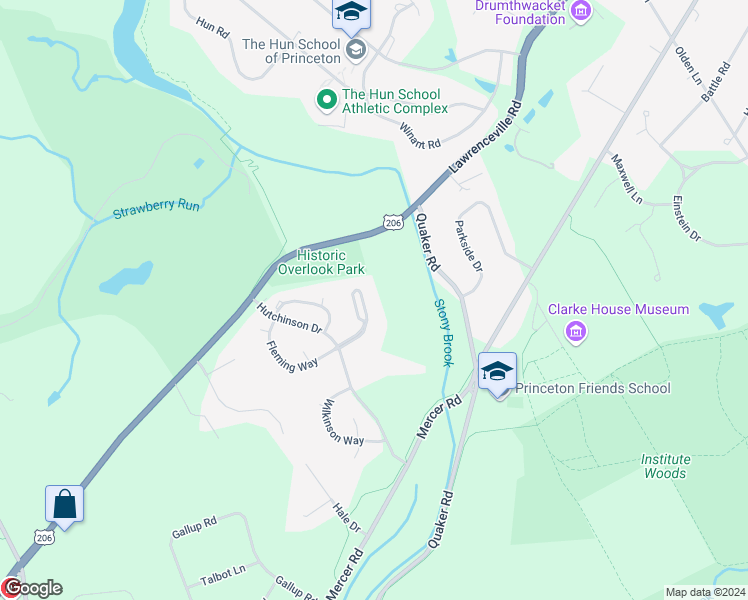 map of restaurants, bars, coffee shops, grocery stores, and more near 516 Brickhouse Road in Princeton