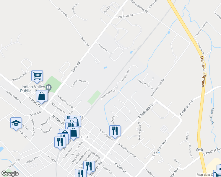 map of restaurants, bars, coffee shops, grocery stores, and more near 305 Kimberwick Court in Telford