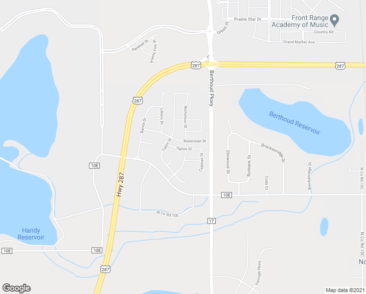 map of restaurants, bars, coffee shops, grocery stores, and more near 1324 Tipton Street in Berthoud
