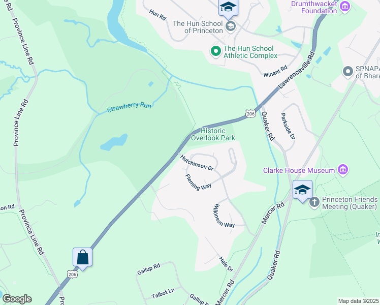 map of restaurants, bars, coffee shops, grocery stores, and more near 12 Benjamin Rush Lane in Princeton
