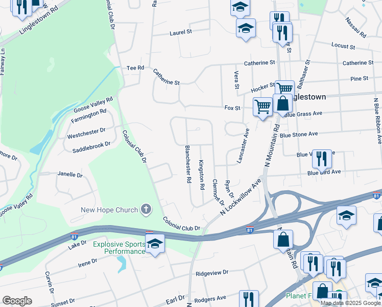 map of restaurants, bars, coffee shops, grocery stores, and more near 549 Blanchester Rd in Harrisburg