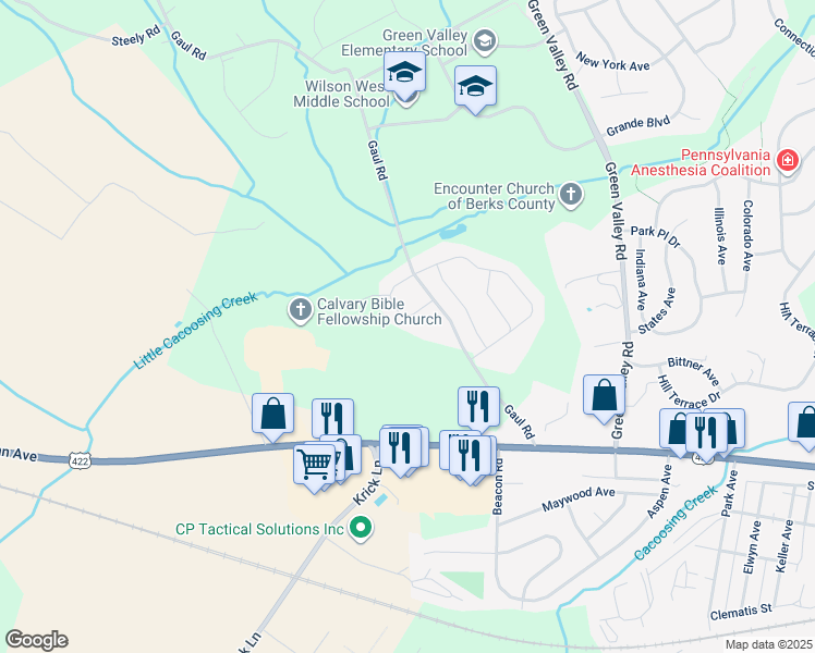 map of restaurants, bars, coffee shops, grocery stores, and more near 22 Regina Drive in Reading