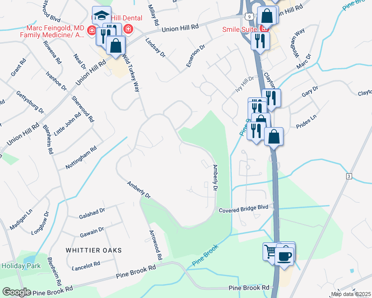 map of restaurants, bars, coffee shops, grocery stores, and more near 167 Amberly Drive in Manalapan Township