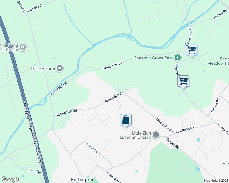 map of restaurants, bars, coffee shops, grocery stores, and more near 847 Rising Sun Rd in Telford