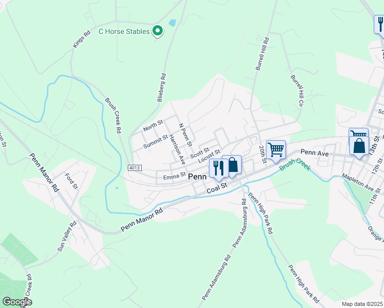 map of restaurants, bars, coffee shops, grocery stores, and more near 600 North Carbon Street in Penn