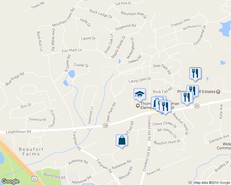 map of restaurants, bars, coffee shops, grocery stores, and more near 4515 Deer Path Rd in Harrisburg