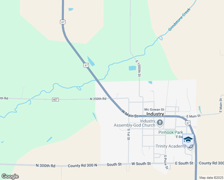 map of restaurants, bars, coffee shops, grocery stores, and more near 3500-3590 U.S. 67 in Industry