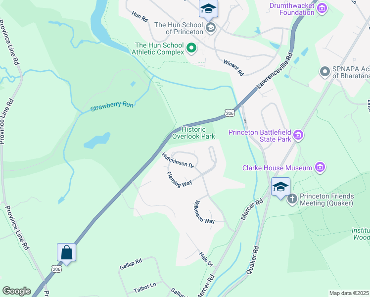 map of restaurants, bars, coffee shops, grocery stores, and more near 34 Benjamin Rush Lane in Princeton