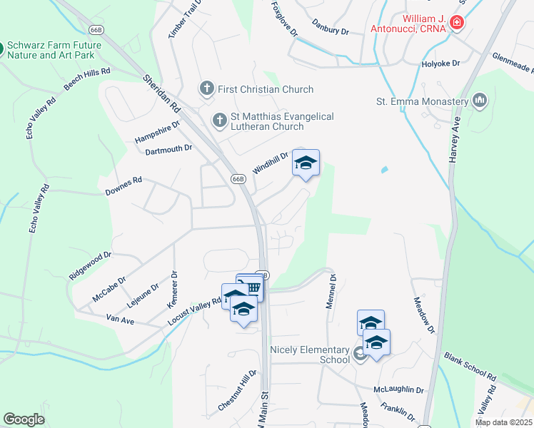 map of restaurants, bars, coffee shops, grocery stores, and more near 1105 Old Salem Road in Greensburg