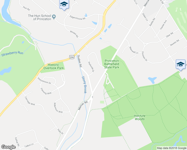 map of restaurants, bars, coffee shops, grocery stores, and more near 188 Parkside Drive in Princeton