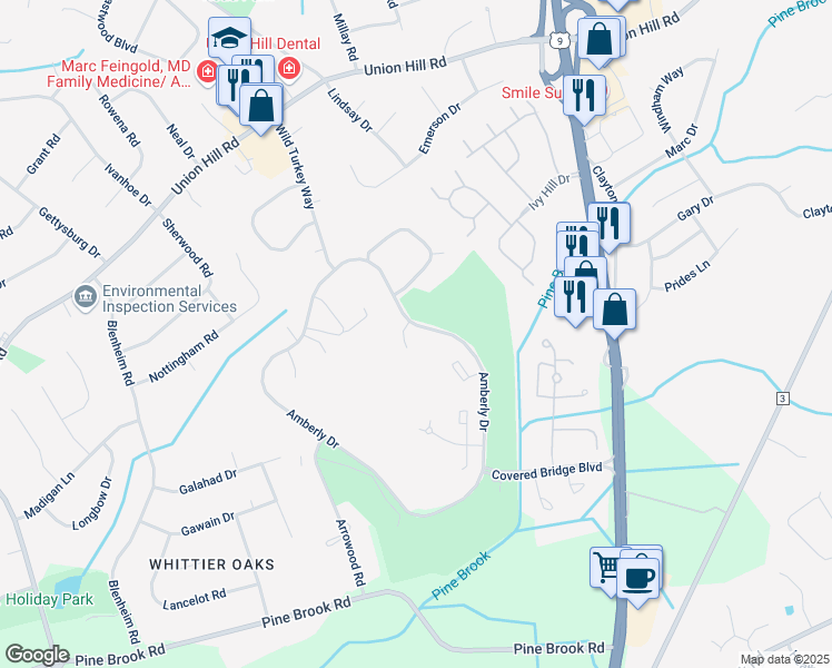 map of restaurants, bars, coffee shops, grocery stores, and more near 167 Amberly Drive in Englishtown