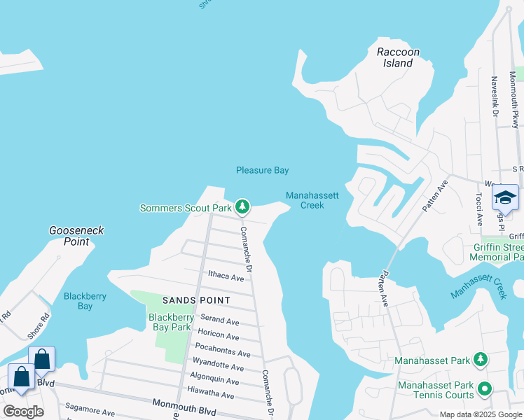 map of restaurants, bars, coffee shops, grocery stores, and more near 3 Pocano Avenue in Oceanport