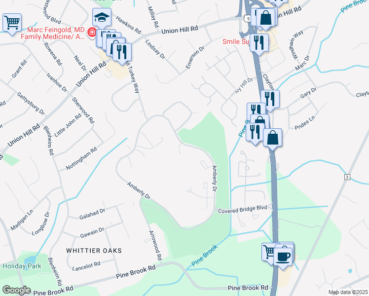 map of restaurants, bars, coffee shops, grocery stores, and more near 167 Amberly Drive in Manalapan Township