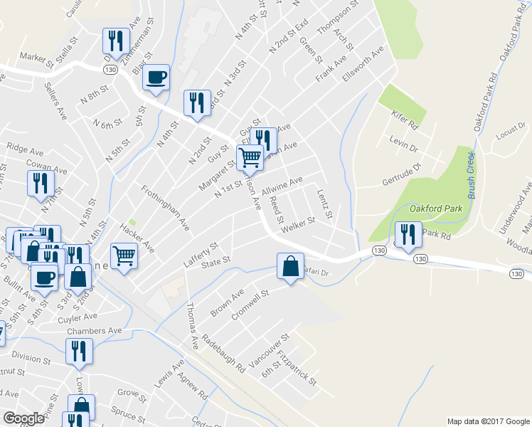 map of restaurants, bars, coffee shops, grocery stores, and more near 317 Harrison Ave in Jeannette