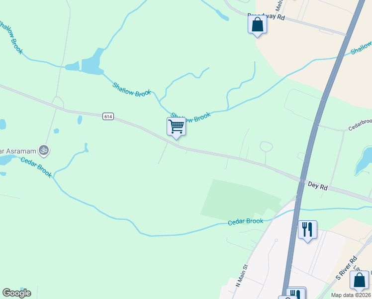 map of restaurants, bars, coffee shops, grocery stores, and more near 150 Dey Road in East Windsor