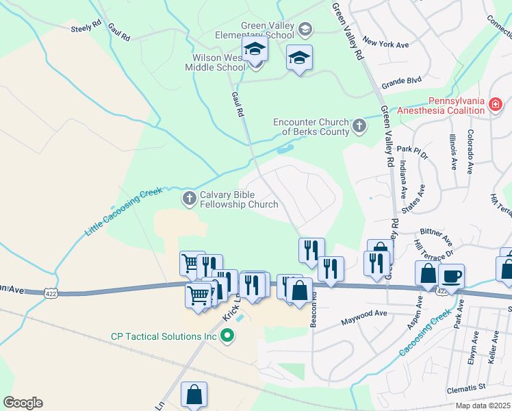 map of restaurants, bars, coffee shops, grocery stores, and more near 22 Regina Drive in Reading