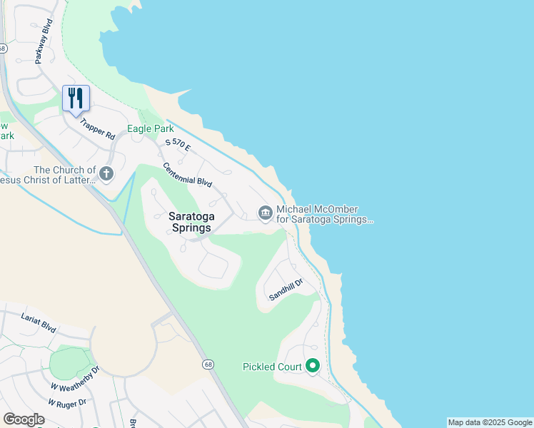 map of restaurants, bars, coffee shops, grocery stores, and more near 1759 South Amanda Lane in Saratoga Springs