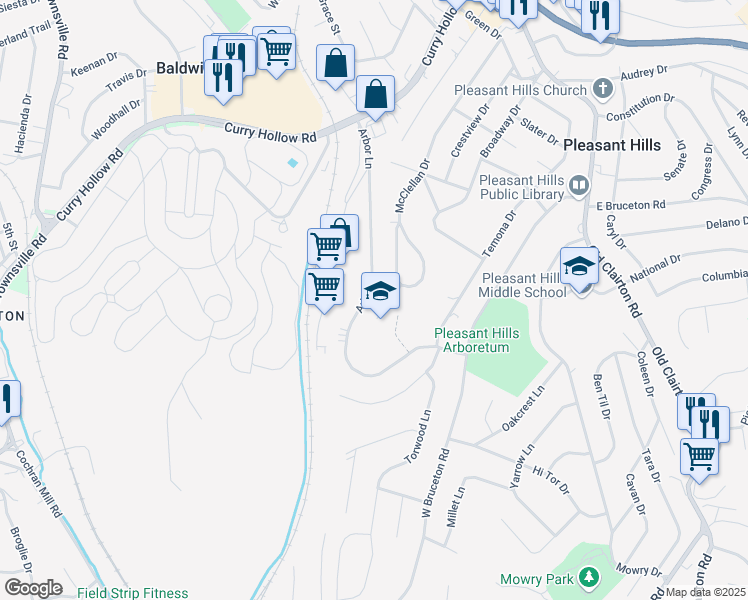 map of restaurants, bars, coffee shops, grocery stores, and more near 570 Arbor Lane in Pittsburgh