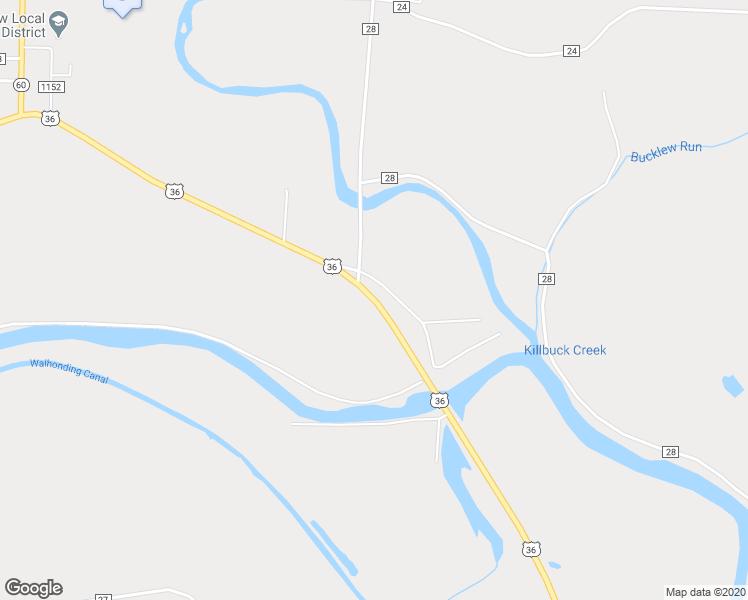 map of restaurants, bars, coffee shops, grocery stores, and more near 43362 U.S. 36 in Coshocton