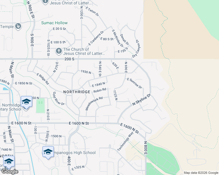 map of restaurants, bars, coffee shops, grocery stores, and more near 573 Robin Road in Orem